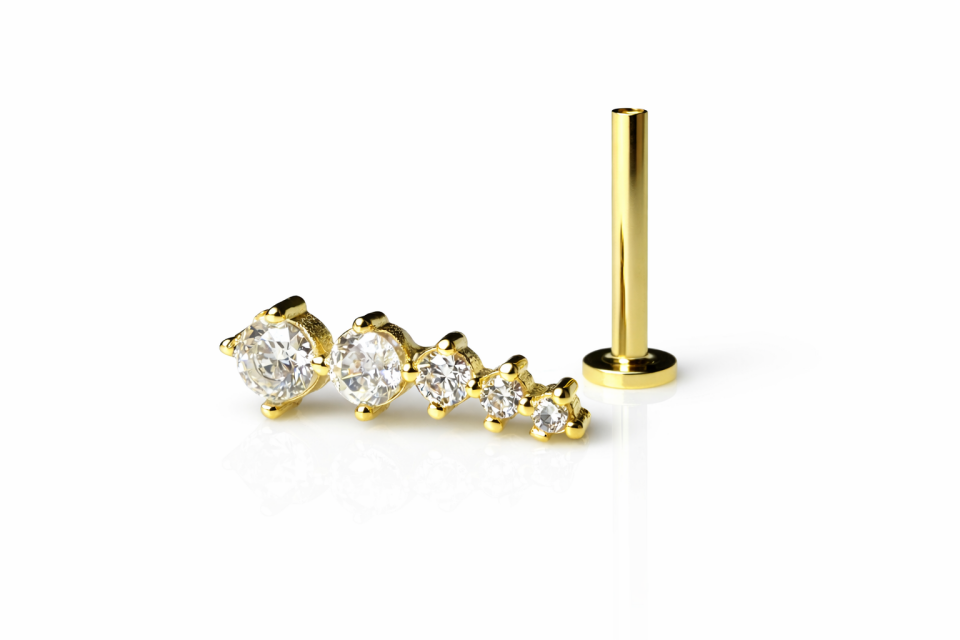 14 Ayar Altın Tria Zirkon Taşlı Helix Piercing