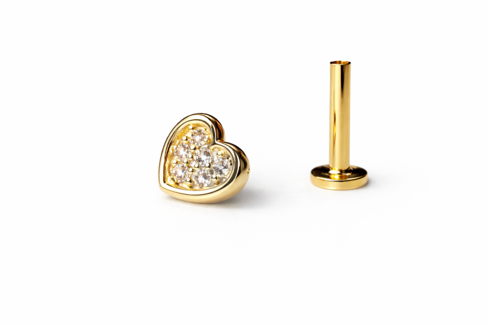 14 Ayar Altın Kalp Tragus Piercing – Helix Uyumlu