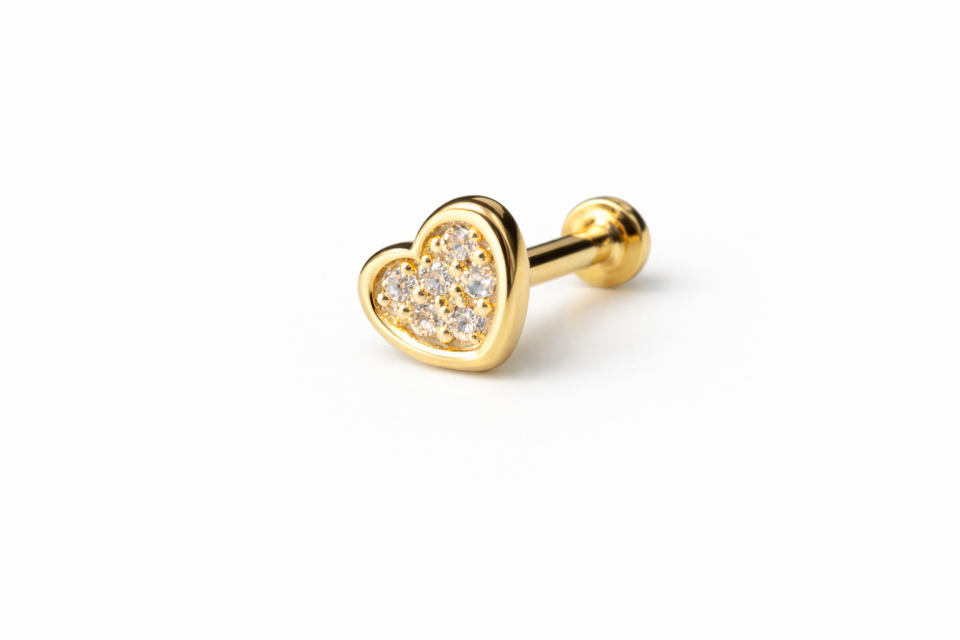 14 Ayar Altın Kalp Tragus Piercing