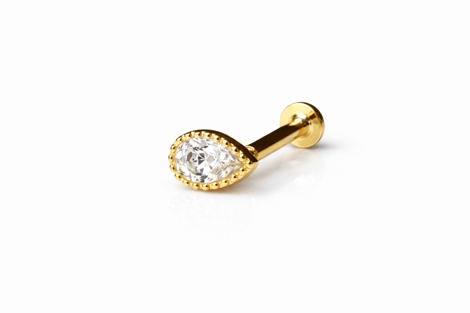 14 Ayar Altın Damla Piercing