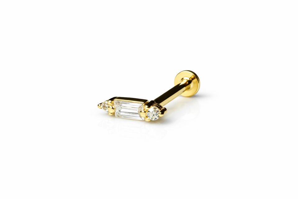 14 Ayar Altın Baget Taşlı Piercing