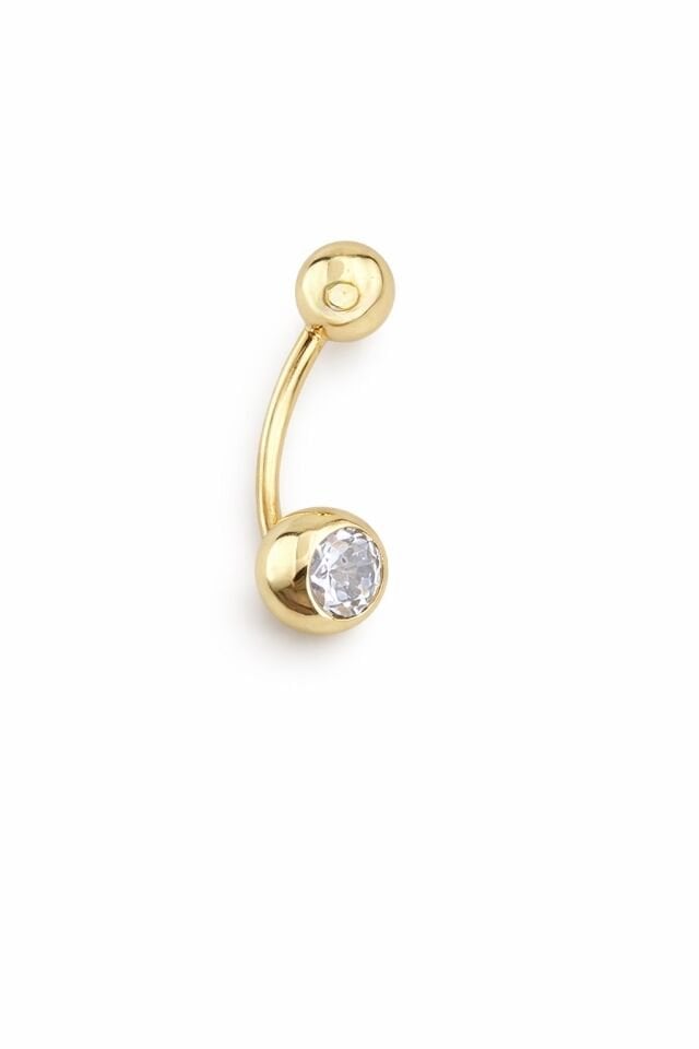 14 Ayar Altın Taşlı Göbek Piercing