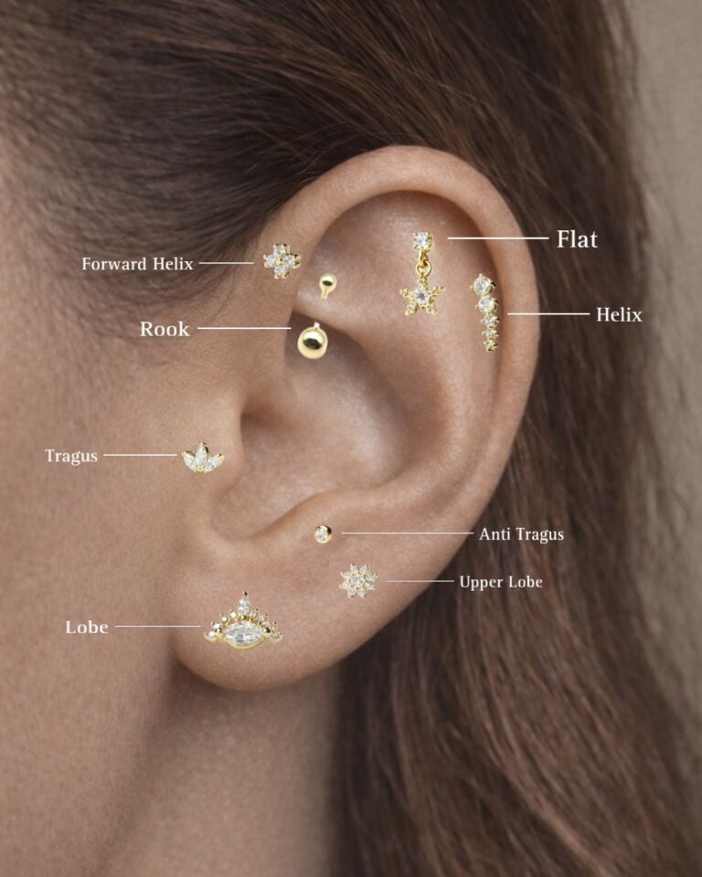14 Ayar Altın Sol Anahtarı Piercing