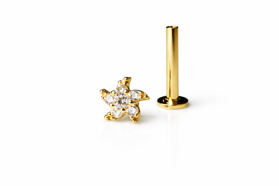 14 Ayar Altın Nova Star Tragus Piercing – Helix Uyumlu