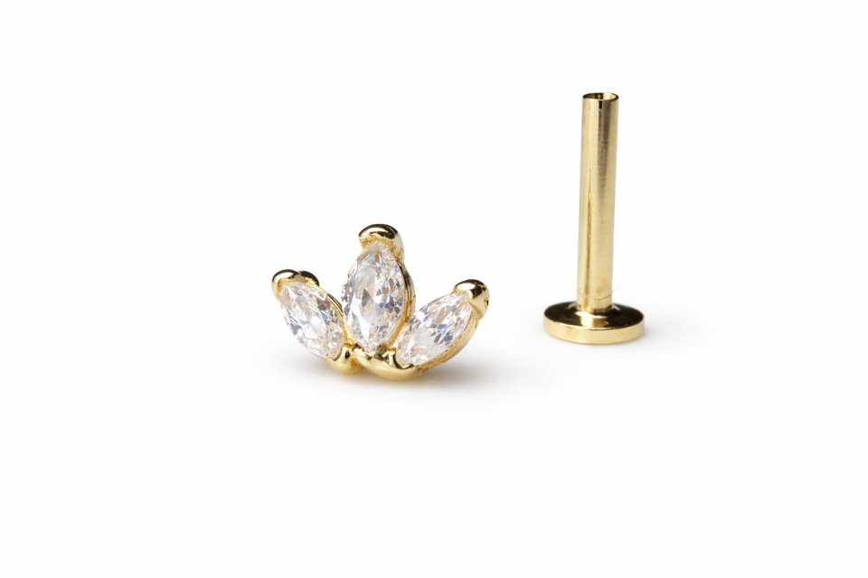 14 Ayar Altın Markiz Taşlı Tragus Piercing – Helix Uyumlu