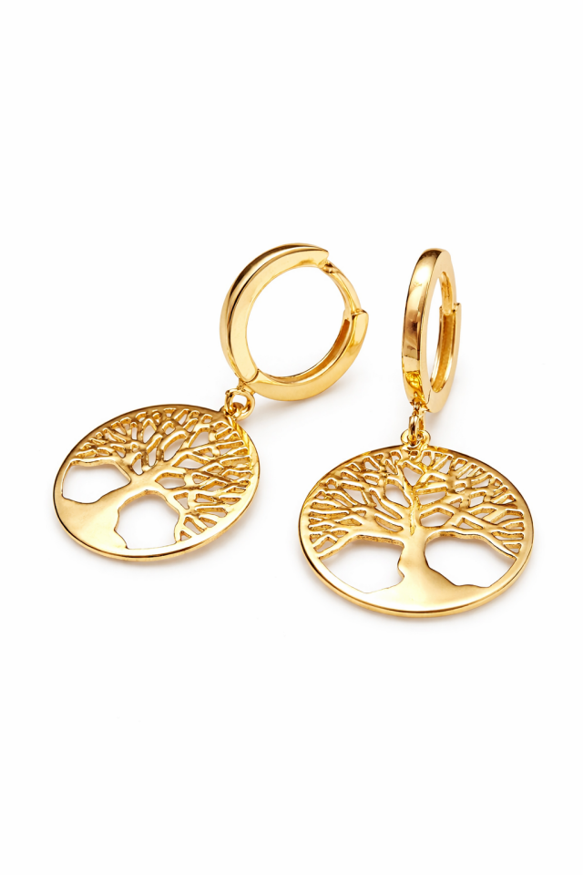 14 Ayar Altın Hayat Ağacı Küpe – Anlamlı ve Özel Tasarım