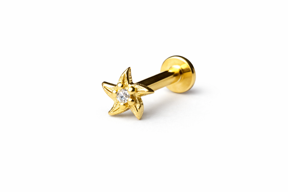 14 Ayar Altın Yıldız Tragus Piercing