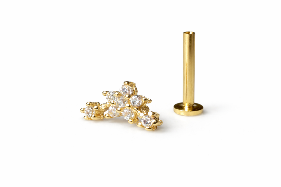 14 Ayar Altın Aurora Trio Star Tragus Piercing – Helix Uyumlu