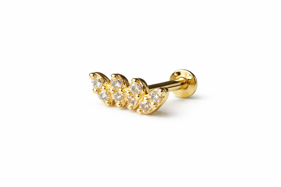 14 Ayar Altın Badem Zirkon Taşlı Tragus Piercing