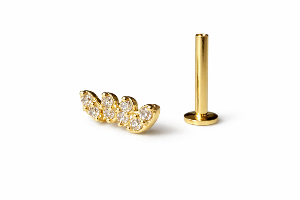 14 Ayar Altın Badem Zirkon Taşlı Tragus Piercing – Helix Uyumlu