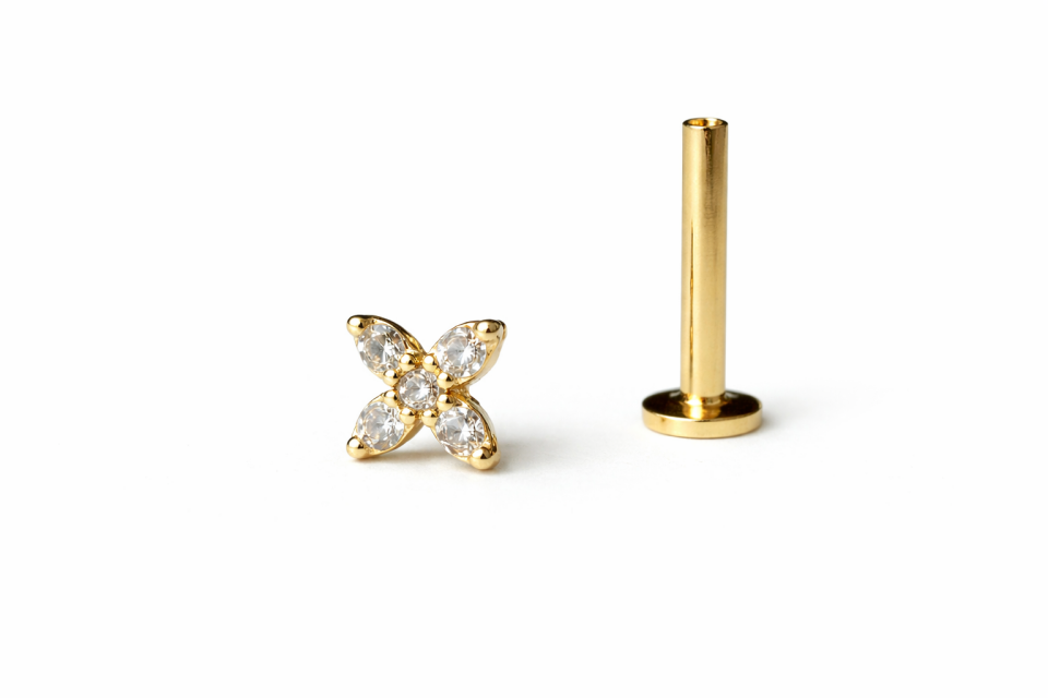 14 Ayar Altın Aurora Petal Tragus Piercing – Helix Uyumlu