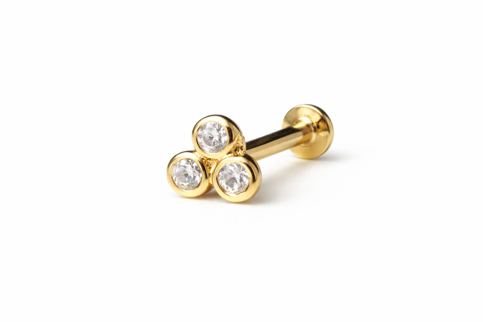 14 Ayar Altın Trio Zirkon Taşlı Tragus Piercing