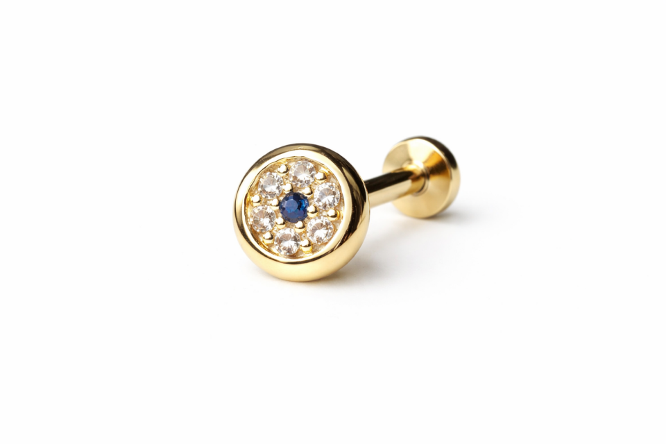 14 Ayar Altın Aurora Halo Tragus Piercing
