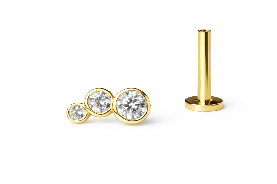 14 Ayar Altın Tria Piercing – Tragus & Helix Uyumlu