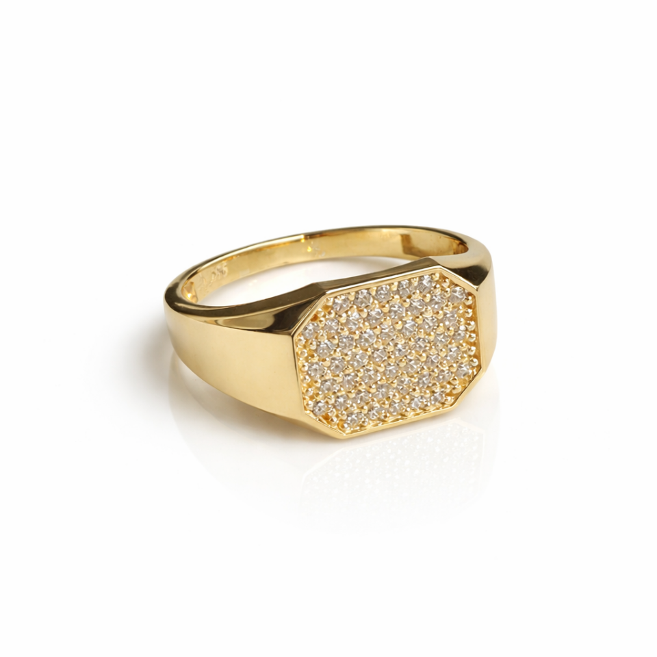 14 Ayar Altın Altıgen Eklem Yüzük