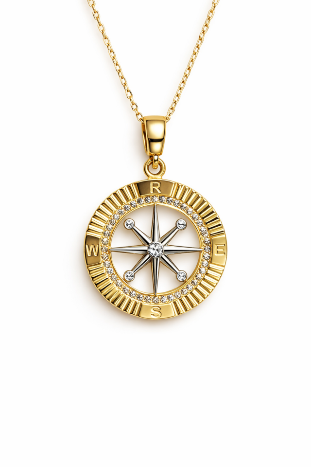 14 Ayar Altın Pusula Kolye – Yol Gösteren Anlamlı Tasarım