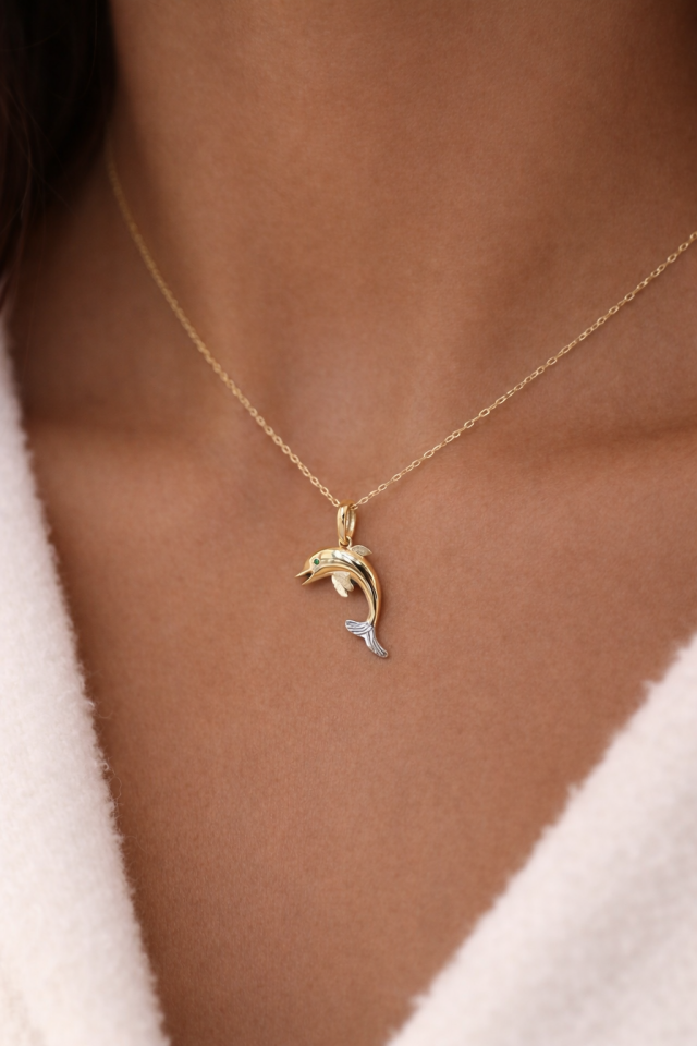 14 Ayar Altın Yunus Şans Kolyesi – Anlamlı ve Zarif Tasarım