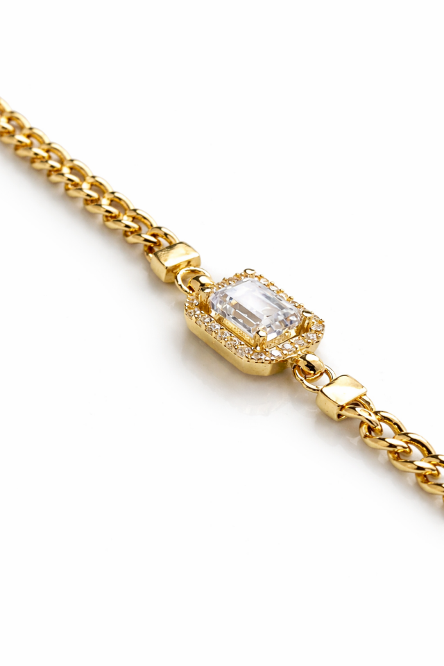 14 Ayar Altın Baget Taşlı Bileklik – Şık ve Zarif Tasarım