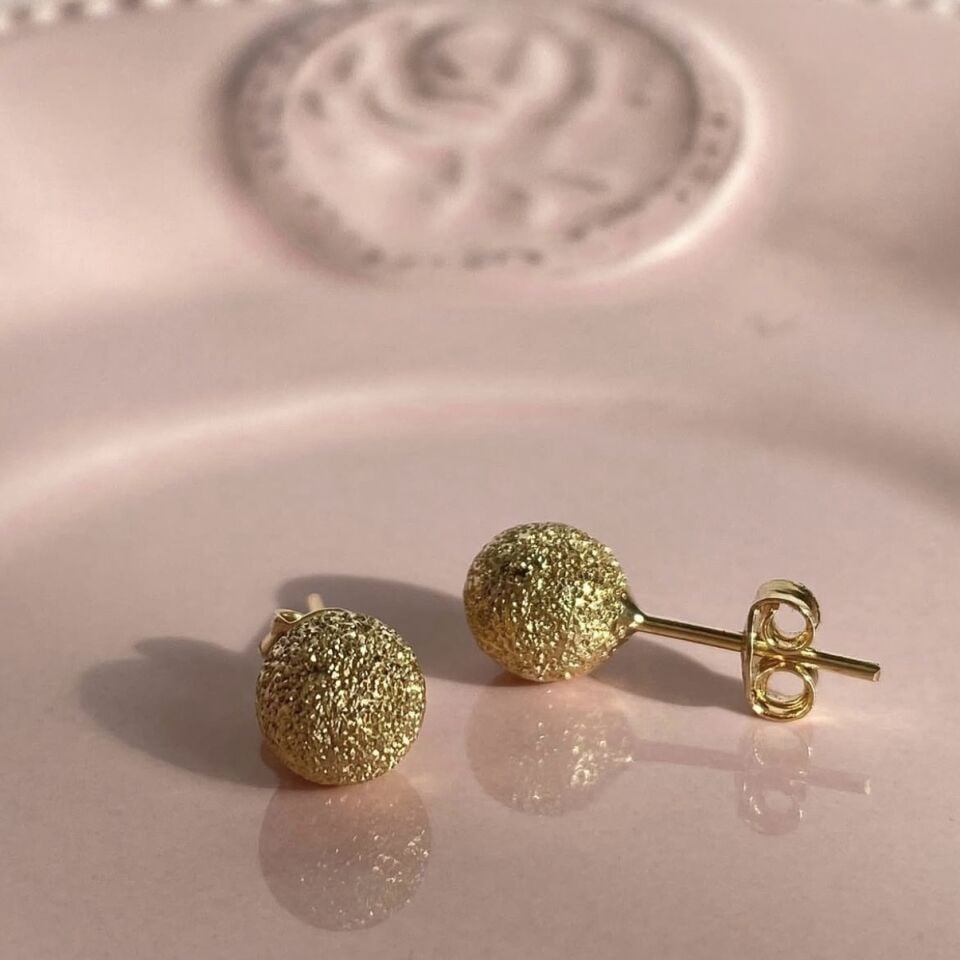 14 Ayar Altın Top Küpe Minimal Tasarım