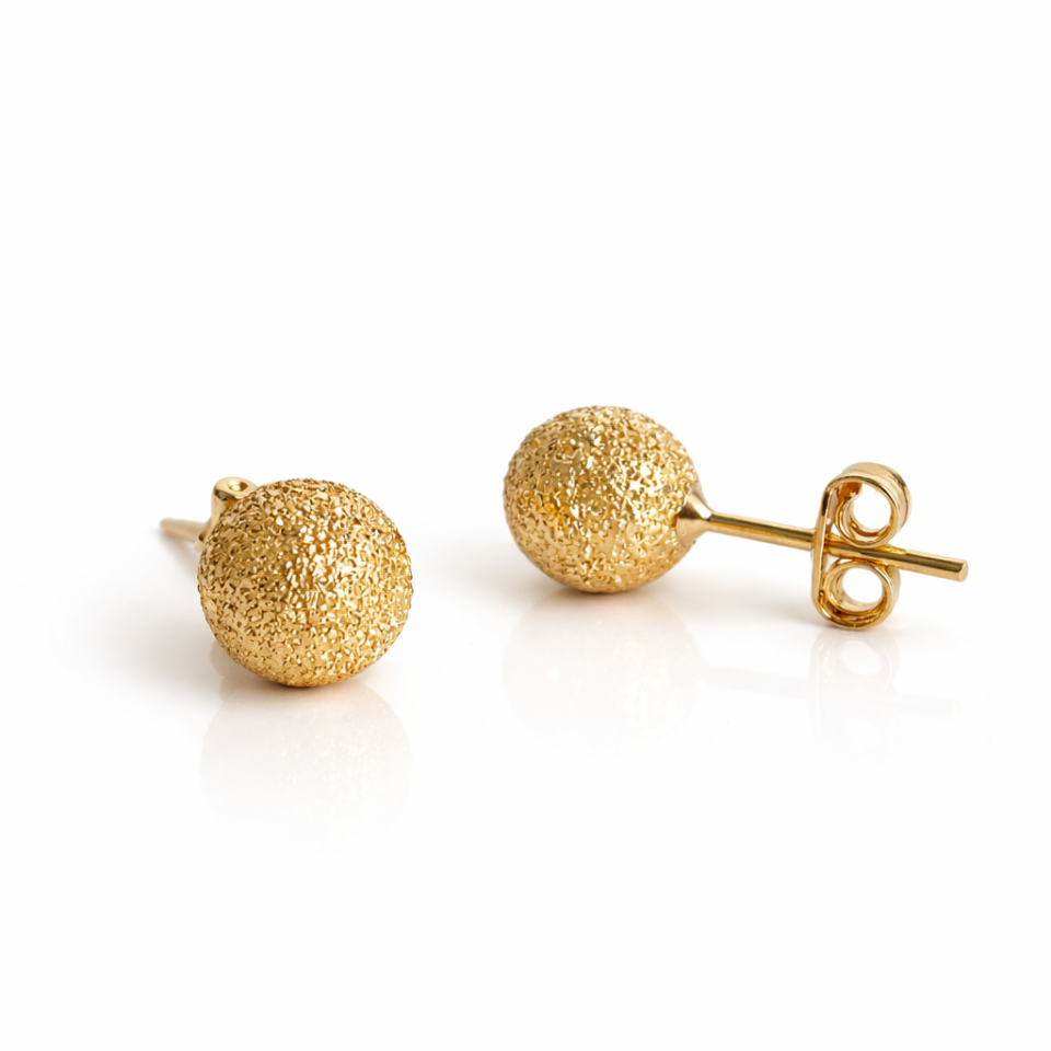 14 Ayar Altın Top Küpe Minimal Tasarım