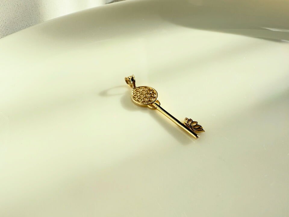 14 Ayar Altın Şans Anahtar Kolye Ucu